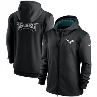 Men's Philadelphia Eagles Black Sideline Team Performance Full-Zip Hoodie