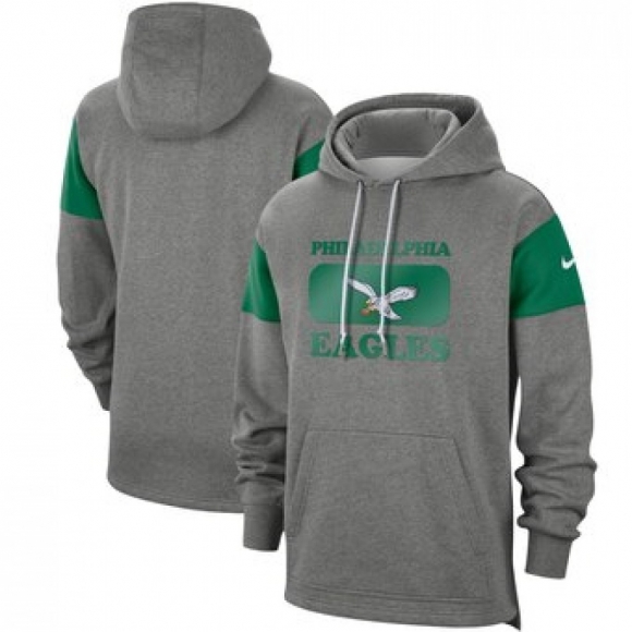 Men's Philadelphia Eagles 2019 Grey Fan Gear Historic Pullover Hoodie