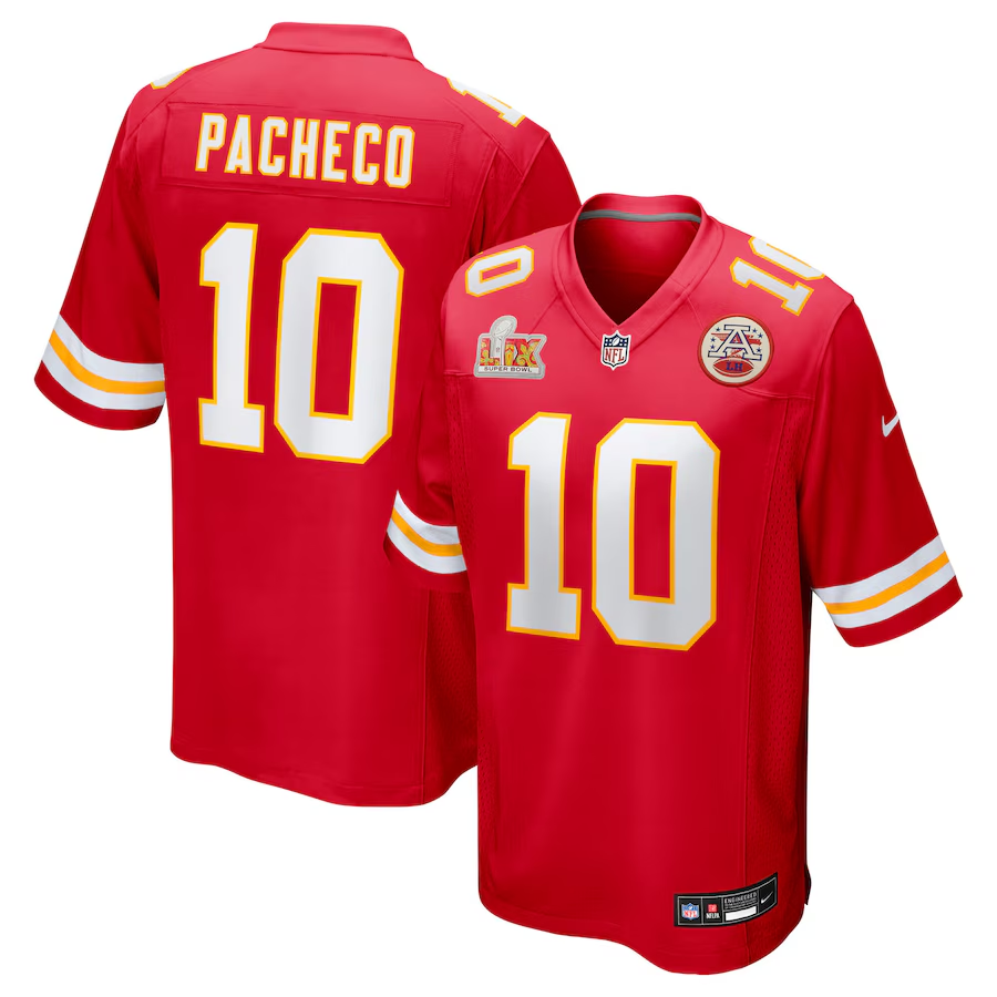 Men's Kansas City Chiefs Nike #10 Isiah Pacheco Super Bowl LIX Game Jersey - Red